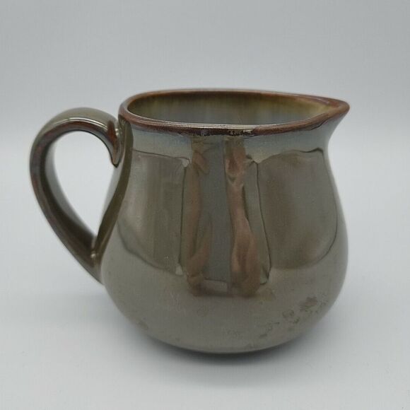 Sango Creamer Pitcher Stoneware Green Brown Glaze Pottery Nice - Picture 3 of 12